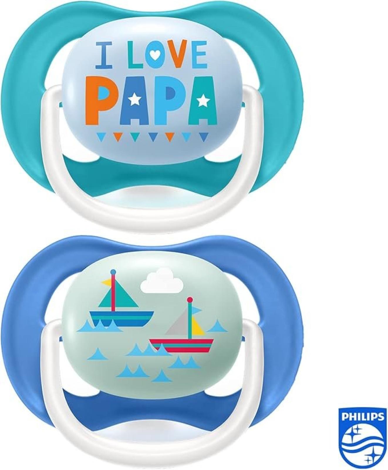 Philips Avent Ultra-Air Soother 6-18m (2 Pack) - Papa Blue SCF080/03
