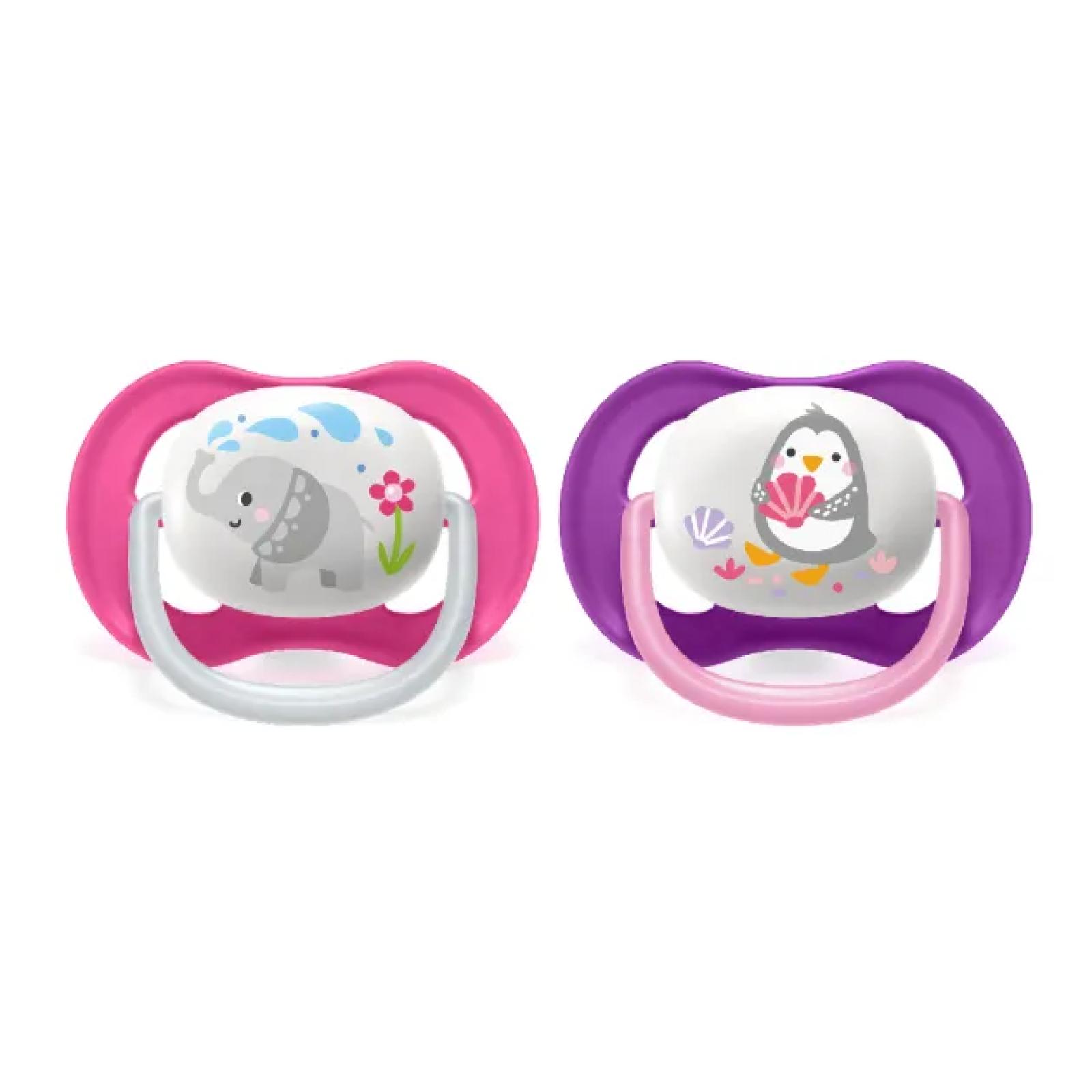 Philips Avent Ultra-Air Soother 6-18m (2 Pack) - Animal Pink SCF080/08