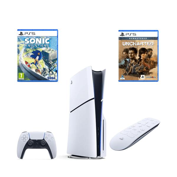 PlayStation 5 Slim Bundle with Media Remote, Sonic Frontiers & Uncharted Legacy of Thieves