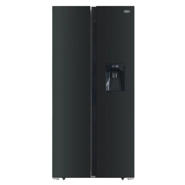 Defy DFF456 Black Glass Side by Side Fridge / Freezer 496lt