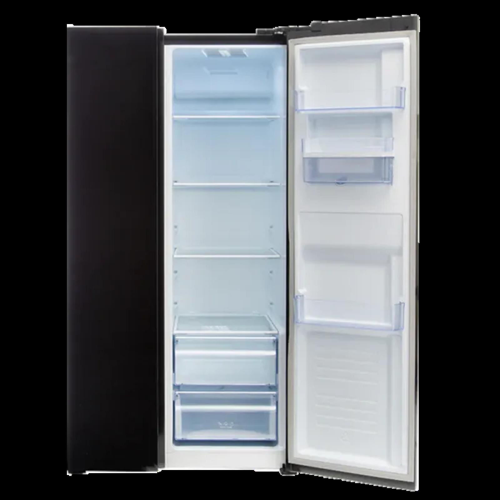 Defy DFF456 Black Glass Side by Side Fridge / Freezer 496lt
