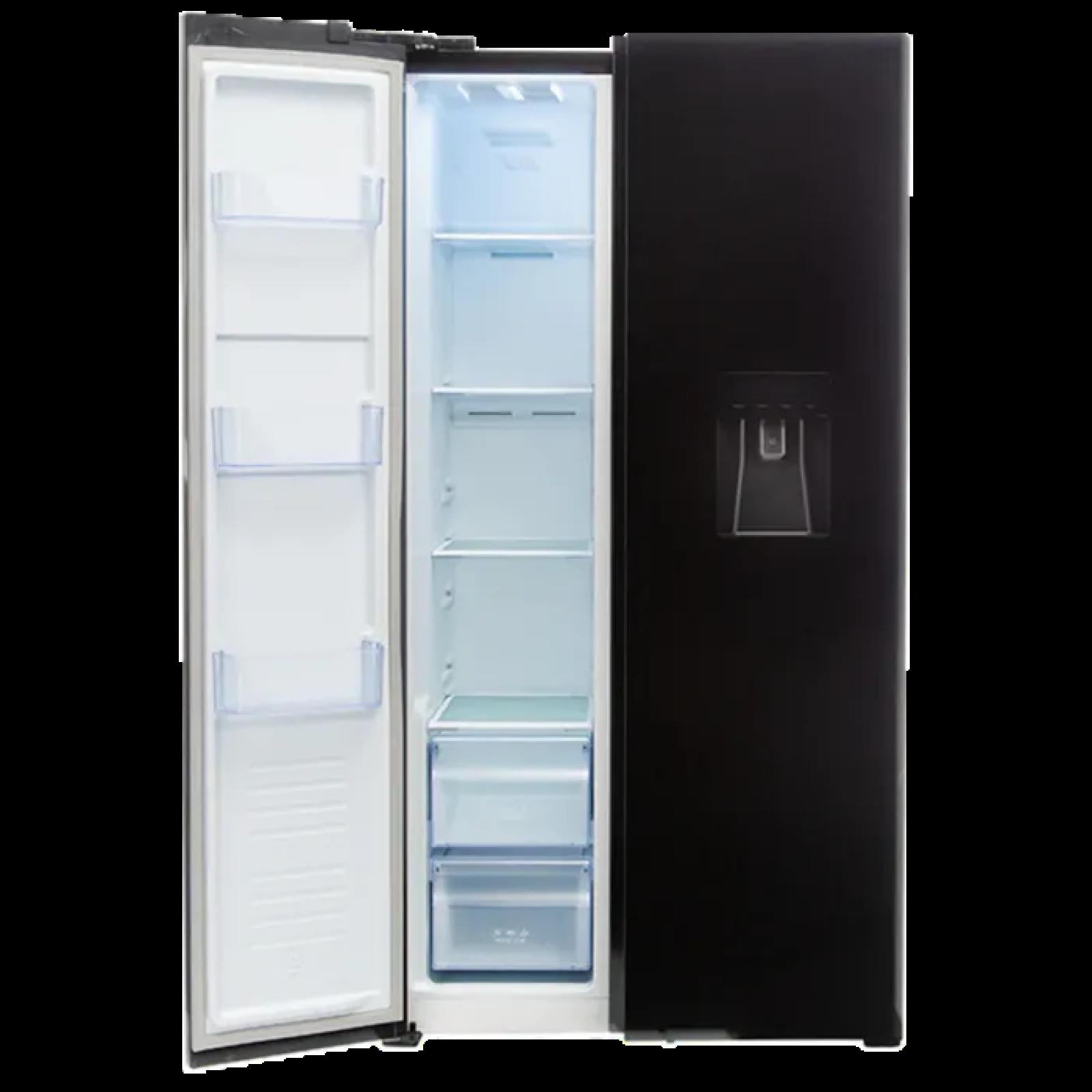 Defy DFF456 Black Glass Side by Side Fridge / Freezer 496lt