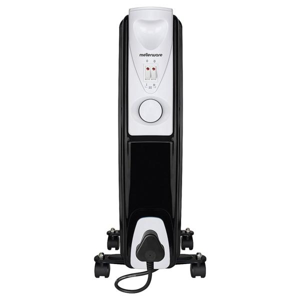 Mellerware Heater 7 Fin Oil Filled Steel Black 3 Heat Settings 1500W