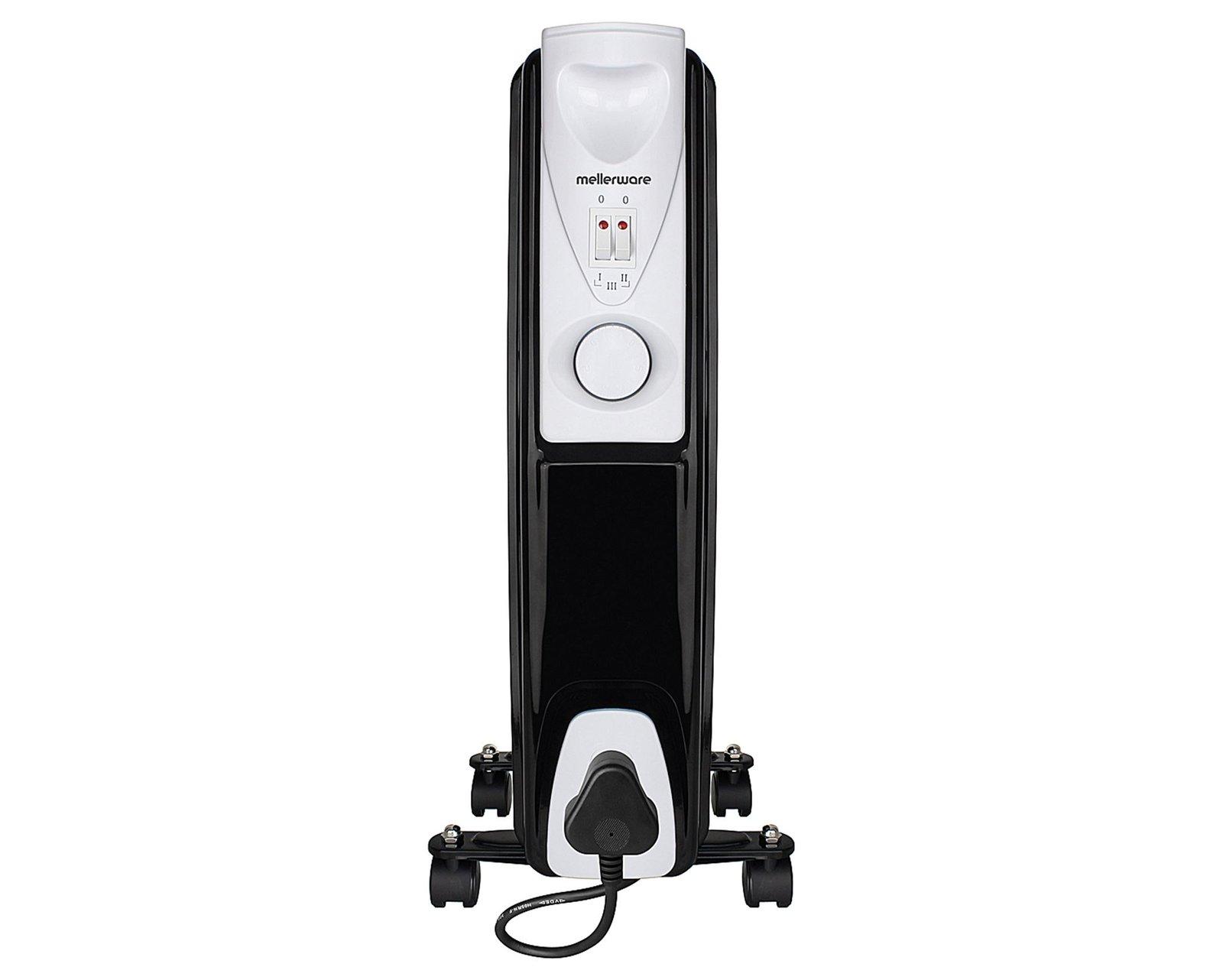 Mellerware Heater 7 Fin Oil Filled Steel Black 3 Heat Settings 1500W