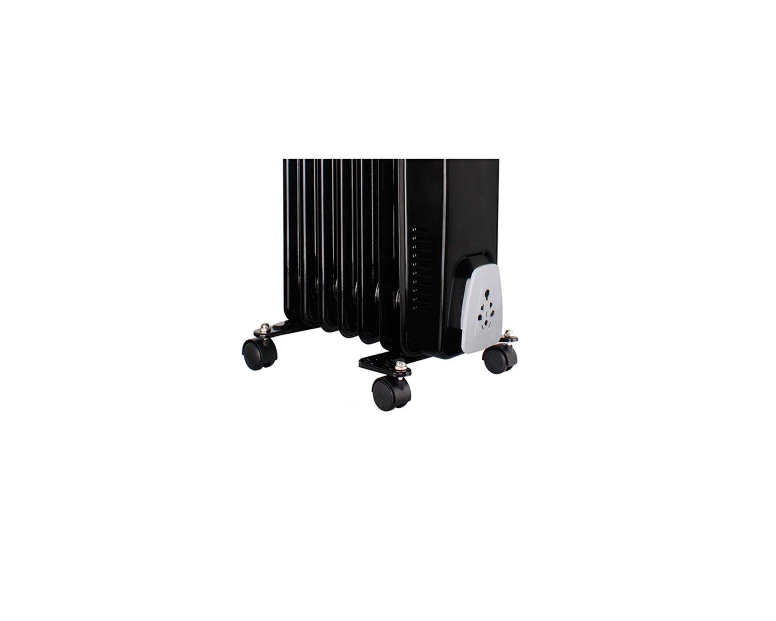 Mellerware Heater 7 Fin Oil Filled Steel Black 3 Heat Settings 1500W
