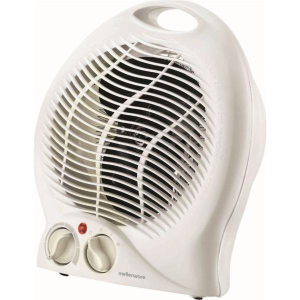 Mellerware Heater Floor Fan Plastic White 2Heat Settings 2000W "Swiss"