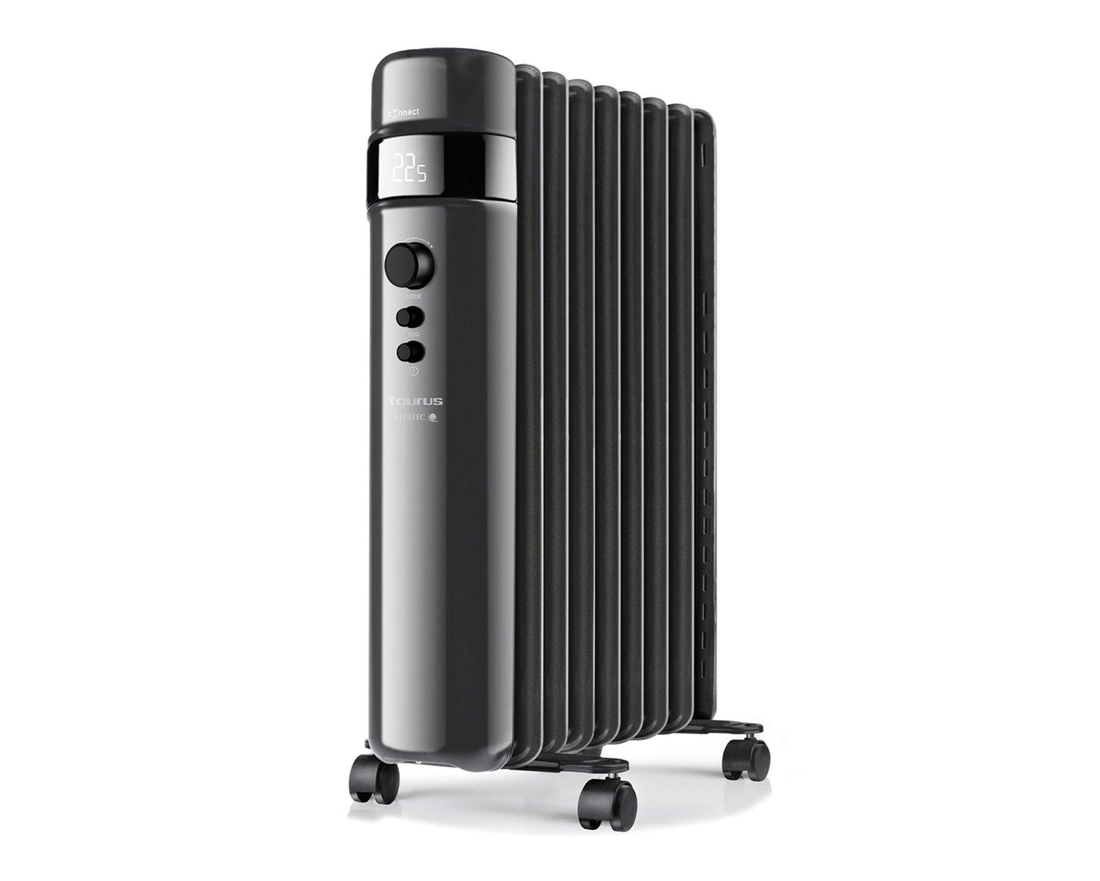 Taurus Heater 9 Fin Oil Filled Steel Black Wifi Enabled 3Heat Settings
