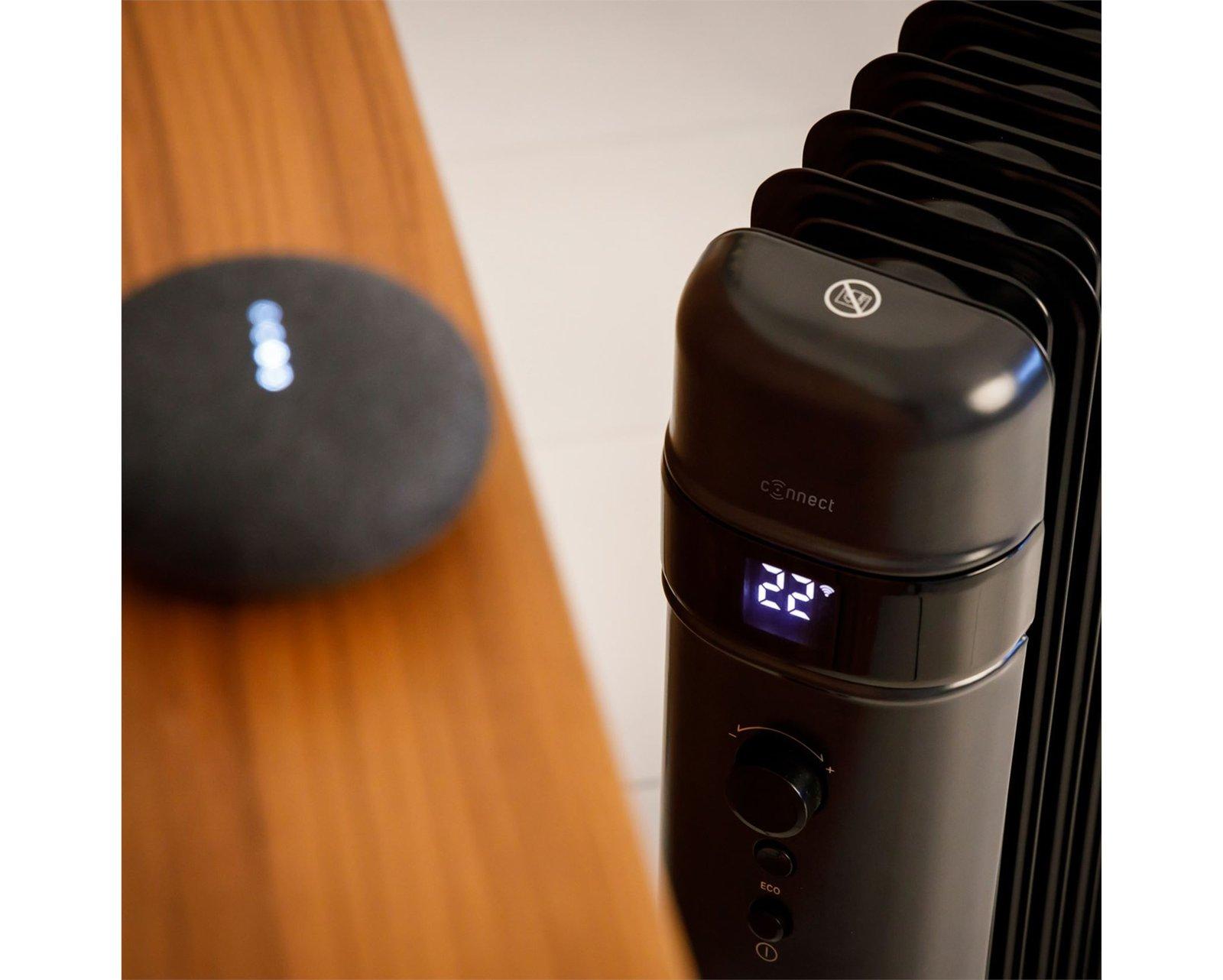 Taurus Heater 9 Fin Oil Filled Steel Black Wifi Enabled 3Heat Settings