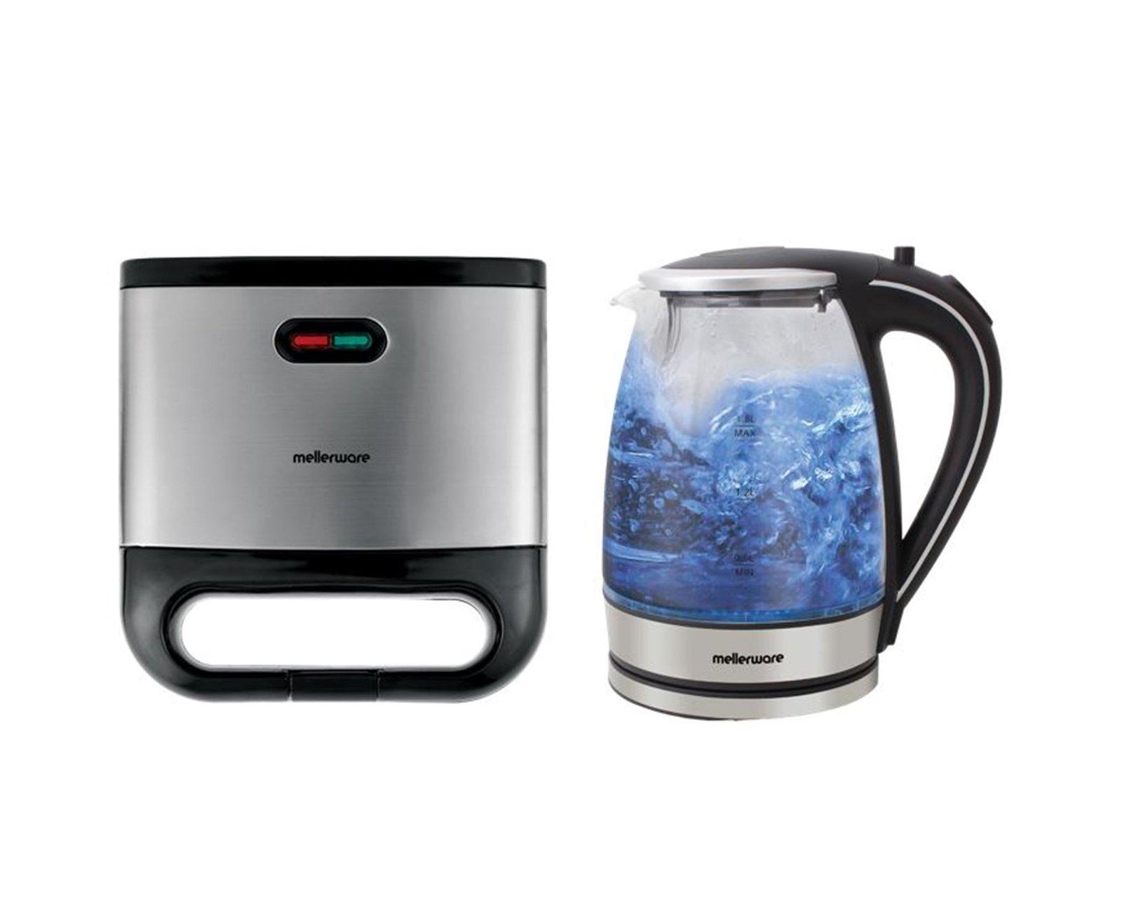 Mellerware Pack 2 Piece Glass Kettle + Sandwich Maker "Starter Pack"