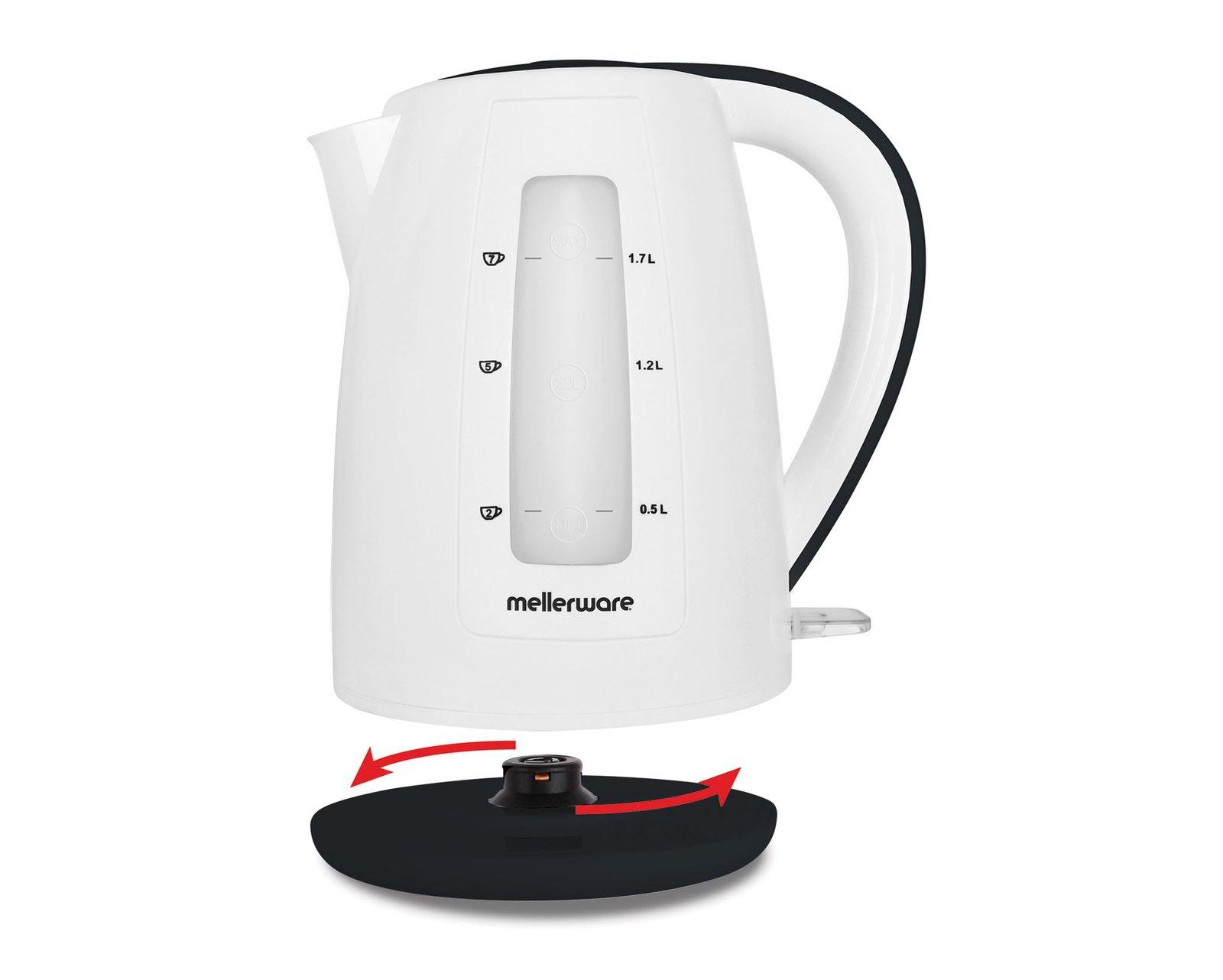 Mellerware Kettle 360 Degree Cordless Plastic Black & White 2.0L 2200W