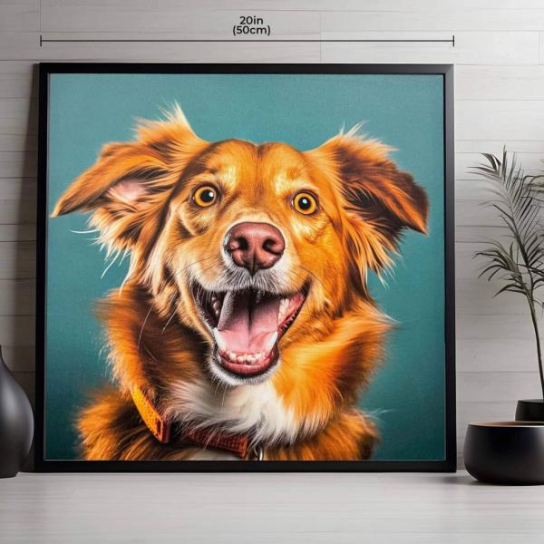 1pc Joyful Canine Framed Wall Art - Vibrant Dog Portrait