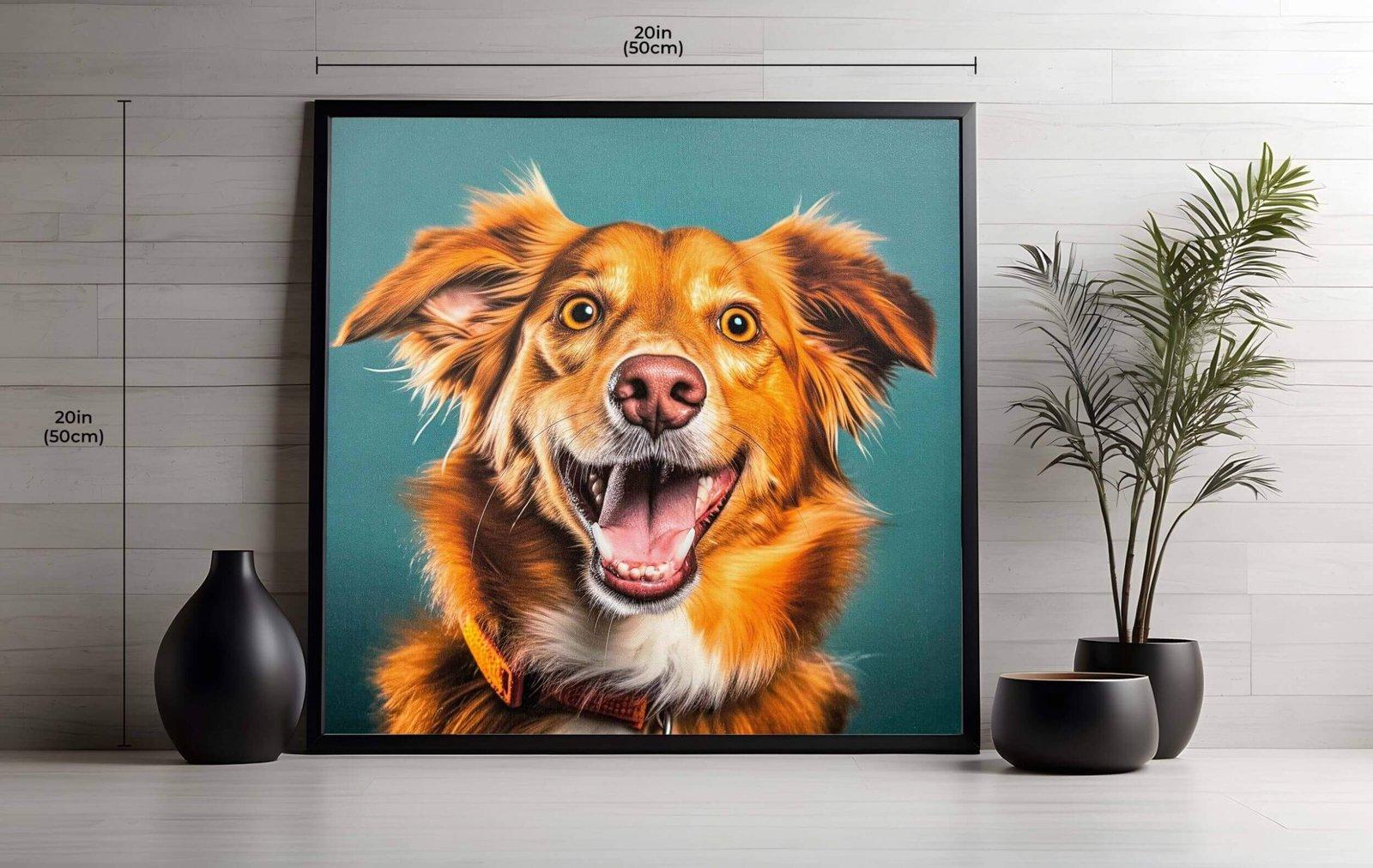 1pc Joyful Canine Framed Wall Art - Vibrant Dog Portrait