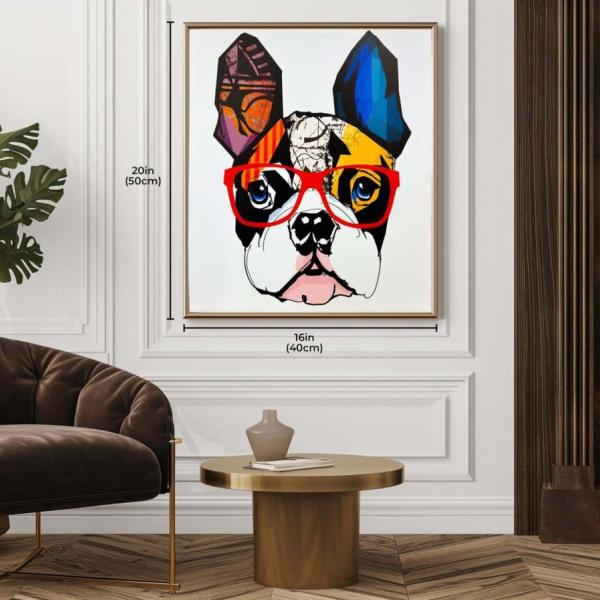 1pc Colourful Dog with Glasses - Pop Art Canvas