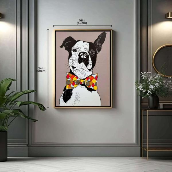 1pc Stylish Dog with Bowtie Painting for wall decor