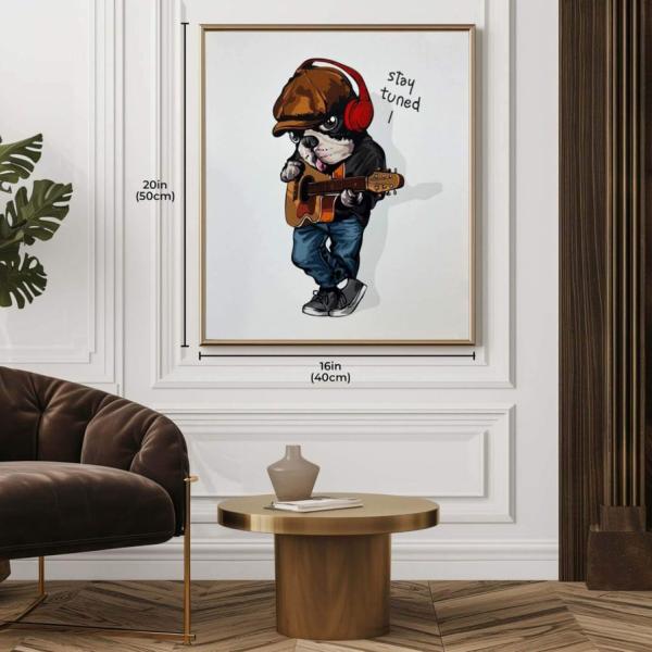 1pc Rockstar Bulldog Art Canvas Painting for wall decor