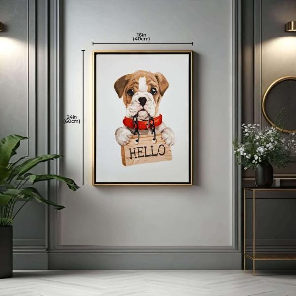 1pc Cheerful Puppy Greeting Art Canvas