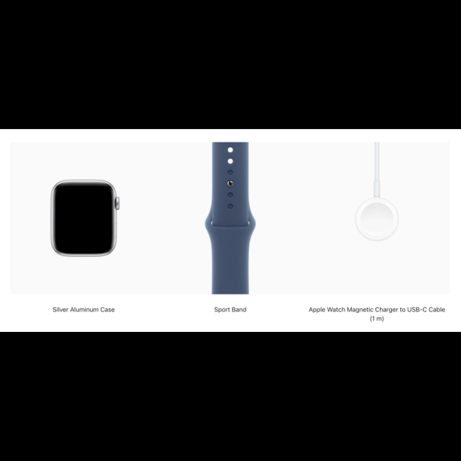 Apple Watch SE GPS 44mm Silver Aluminium Case with Denim Sport Band