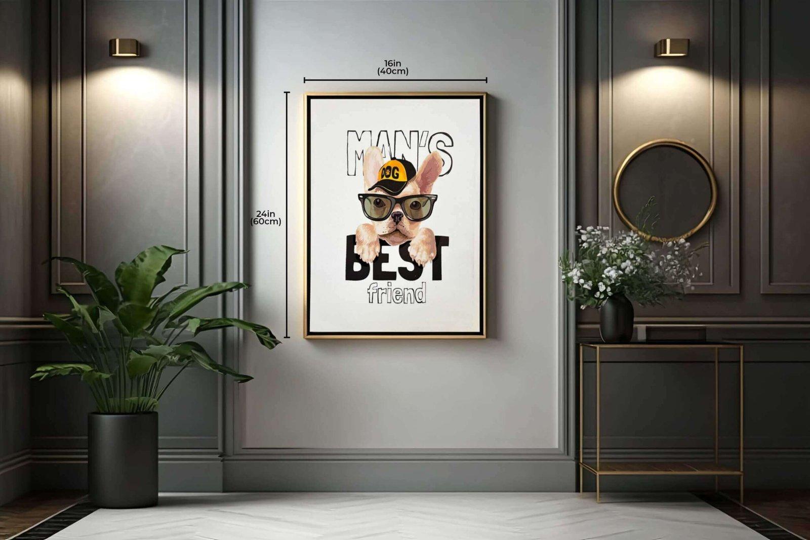 1pc Man's Best Friend - Stylish Dog Art Canvas