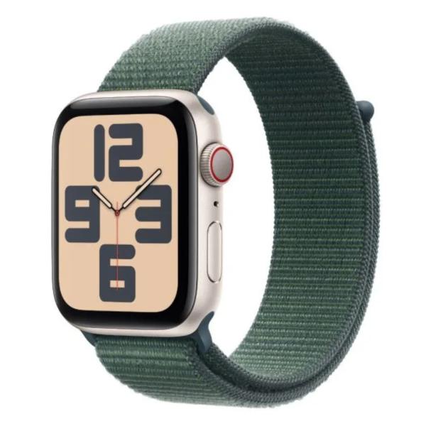 Apple Watch SE GPS + Cellular 44mm Starlight Aluminium Case with Lake Green Sport Loop