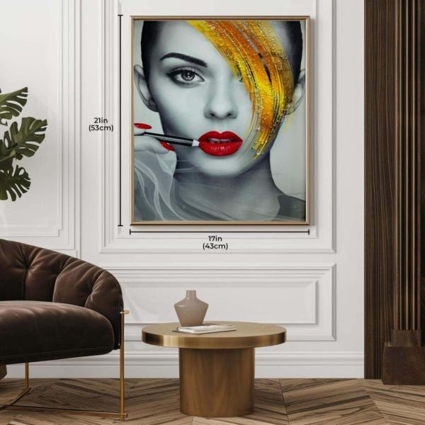 1pc Red Lips Modern Fashion Canvas, Painting