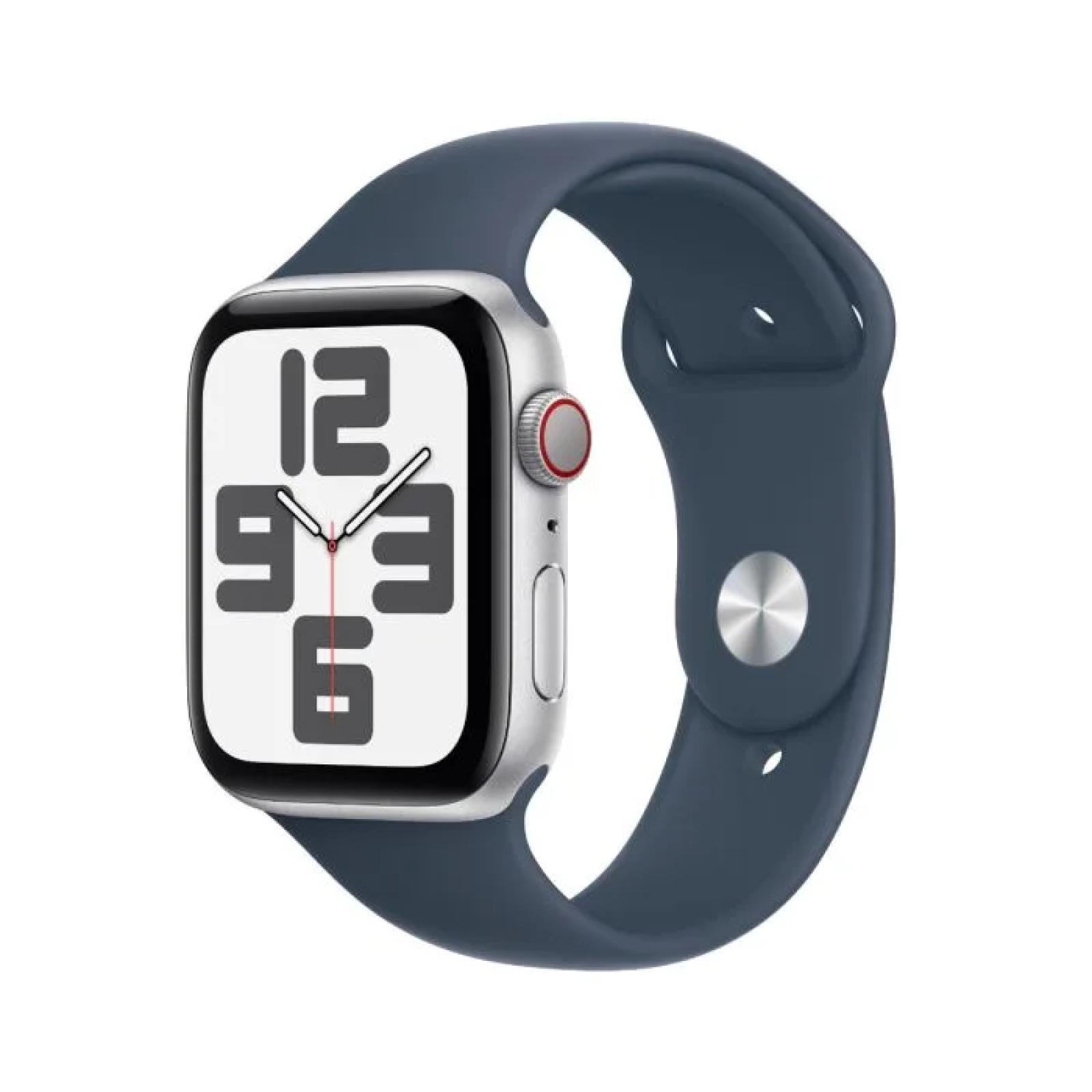 Apple Watch SE GPS + Cellular 44mm Silver Aluminium Case with Denim Sport Band