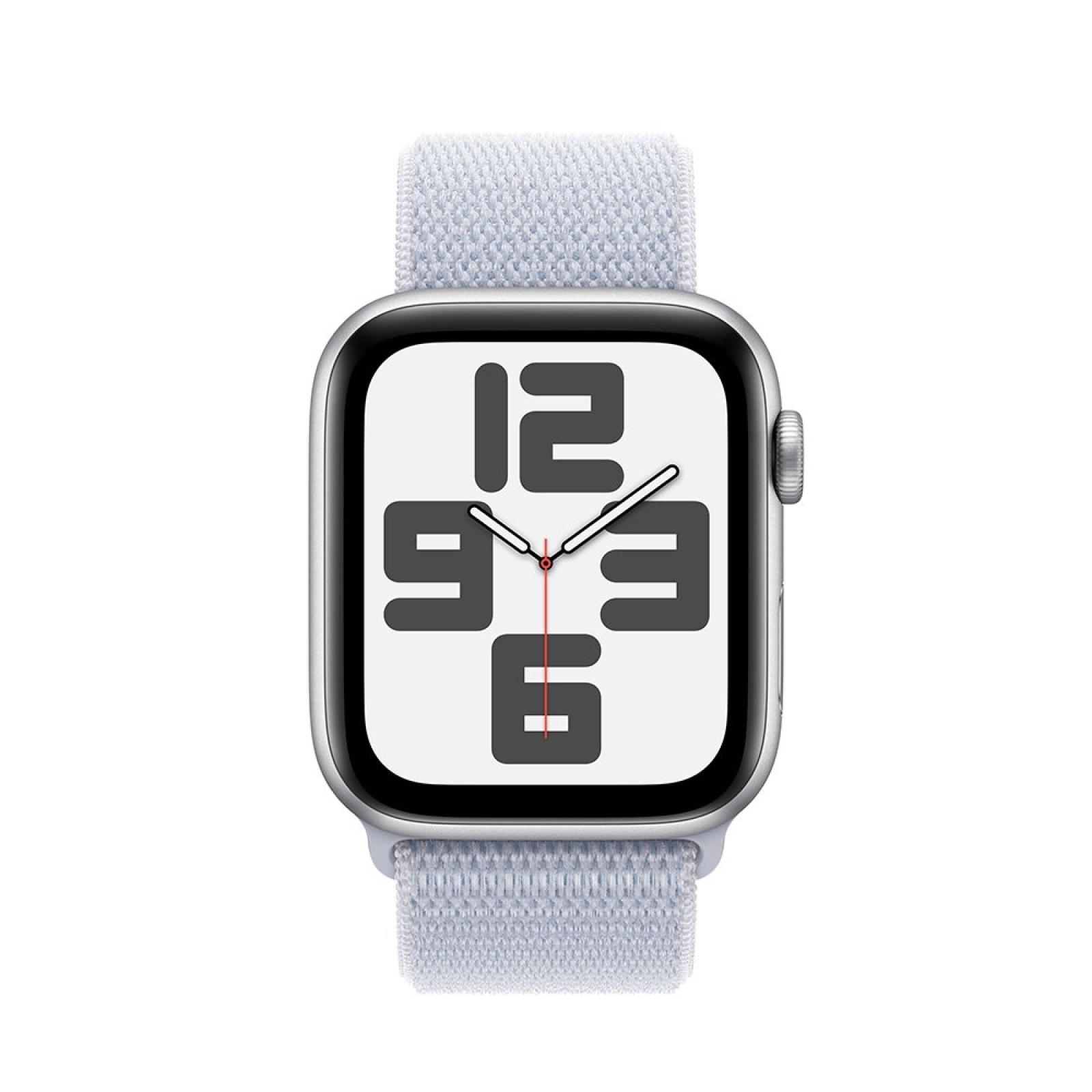 Apple Watch SE GPS + Cellular 44mm Silver Aluminium Case with Blue Cloud Sport Loop