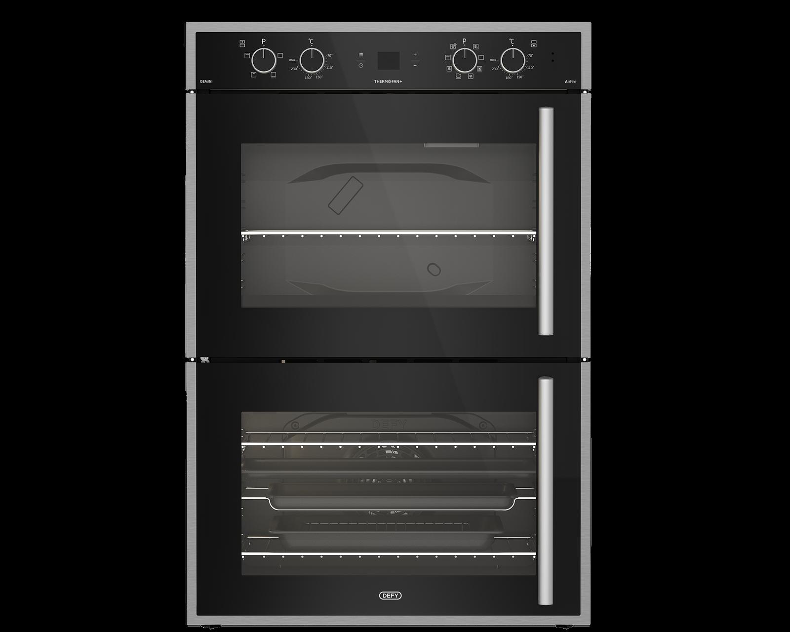 Defy DBO767 Gemini Thermofan+ Double Oven with Airfire Technology Black