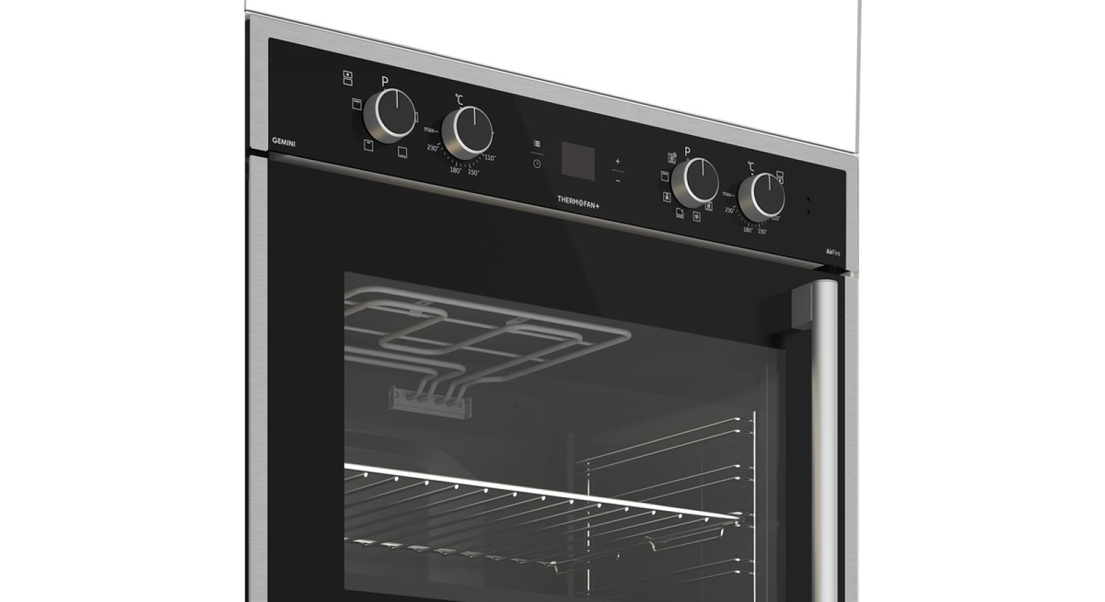 Defy DBO767 Gemini Thermofan+ Double Oven with Airfire Technology Black