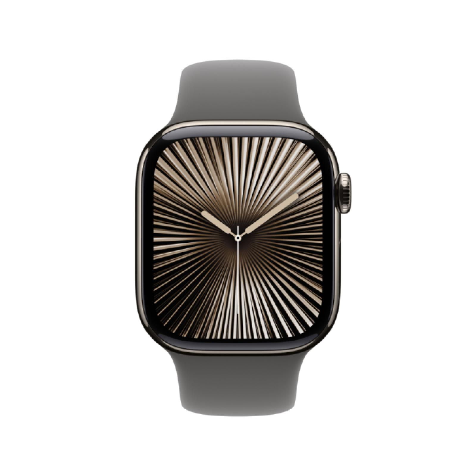 Apple Watch Series 10 GPS + Cellular 42mm Natural Titanium Case with Stone Grey Sport Band