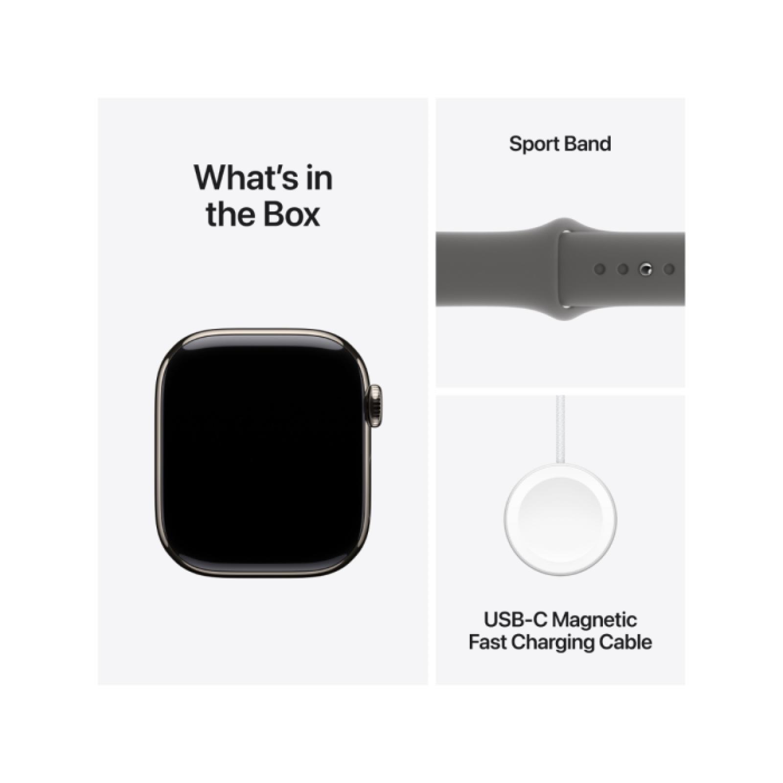 Apple Watch Series 10 GPS + Cellular 42mm Natural Titanium Case with Stone Grey Sport Band
