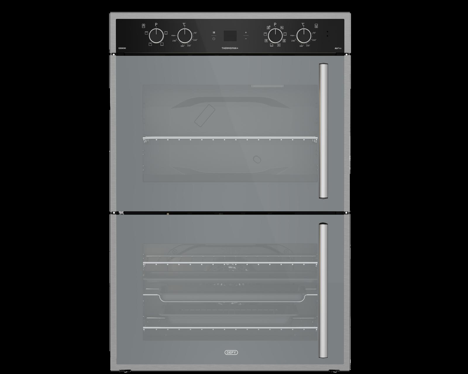 Defy DBO768: Gemini Thermofan+ Double Oven with Airfire Technology Mirror