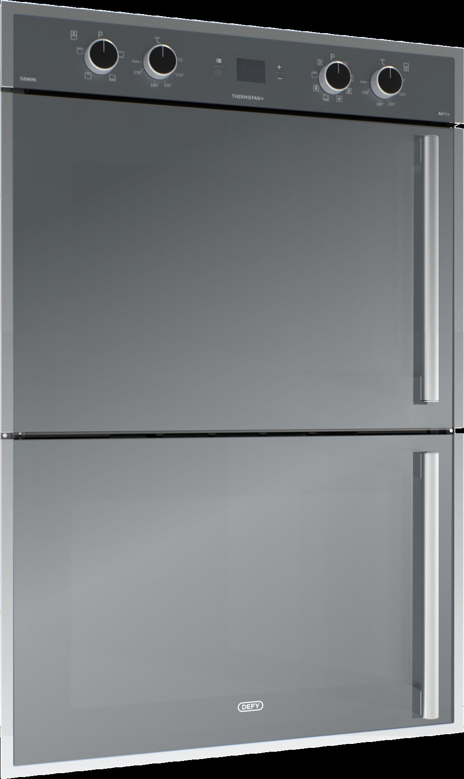 Defy DBO768: Gemini Thermofan+ Double Oven with Airfire Technology Mirror