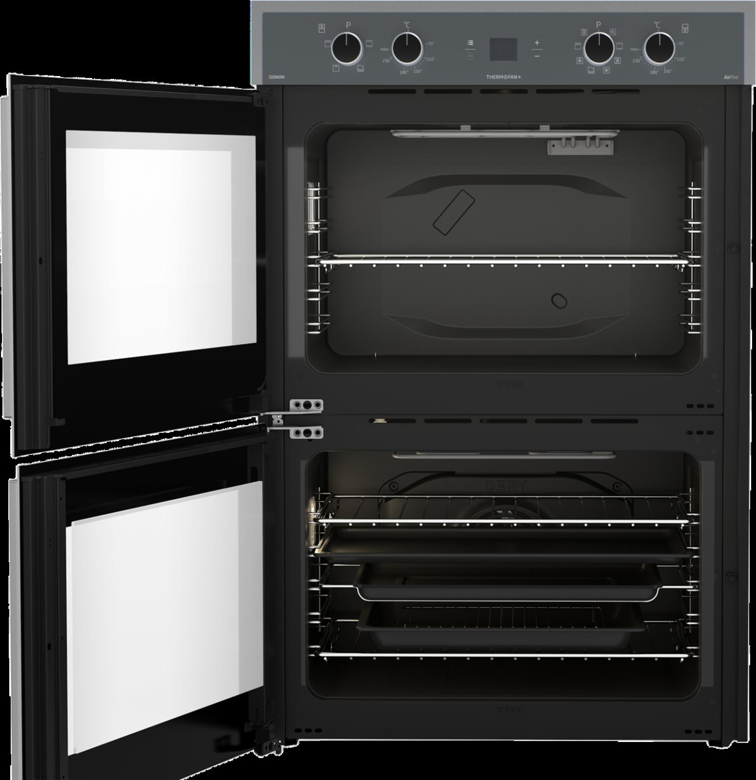 Defy DBO768: Gemini Thermofan+ Double Oven with Airfire Technology Mirror