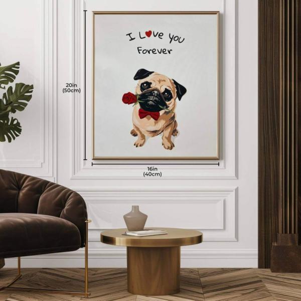 Dog with Rose Painting - Canvas