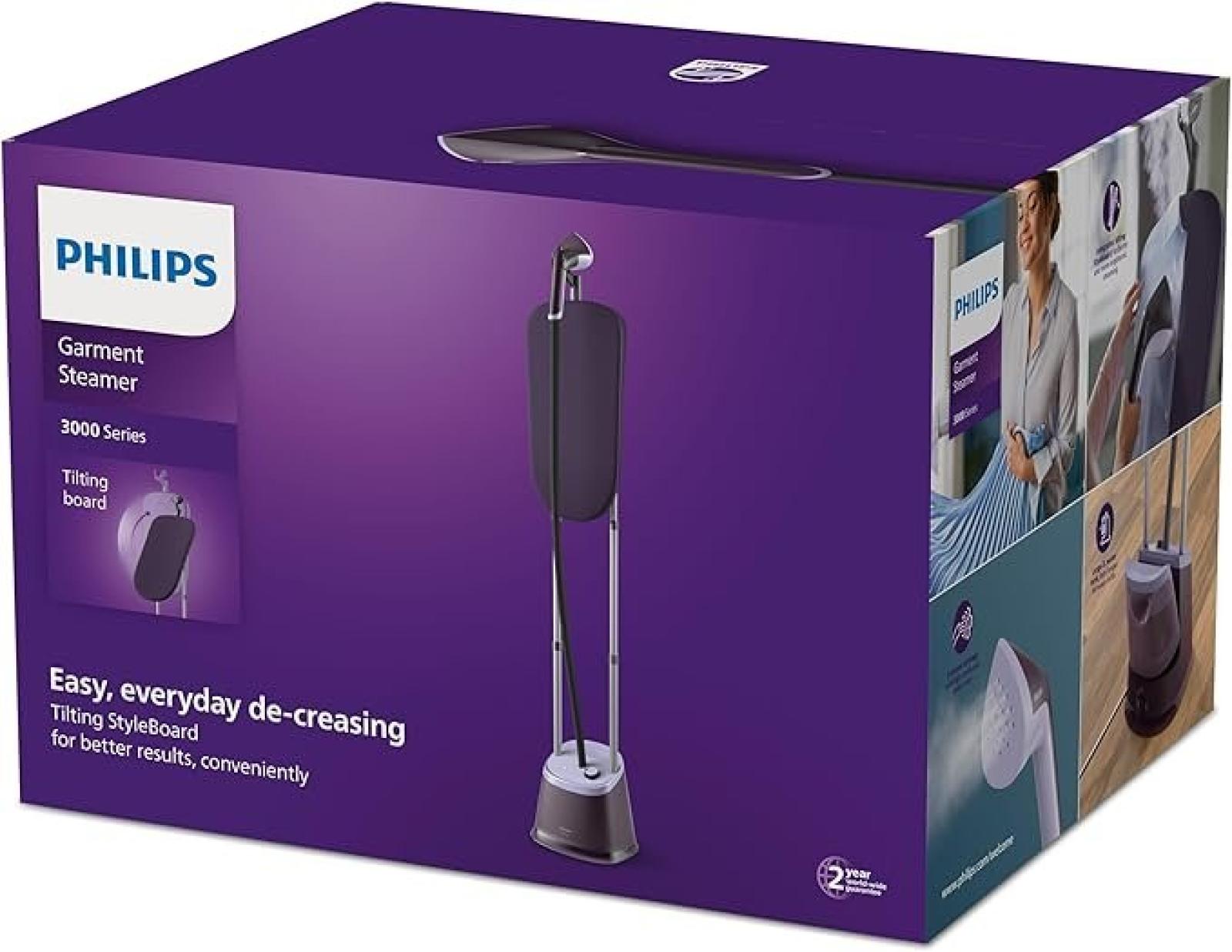 Philips 3000 Series Stand Steamer with tilting StyleBoard, Purple