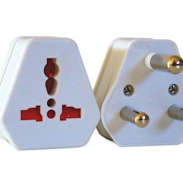2x White Universal Travel Adaptor for International to South Africa 3 Pin