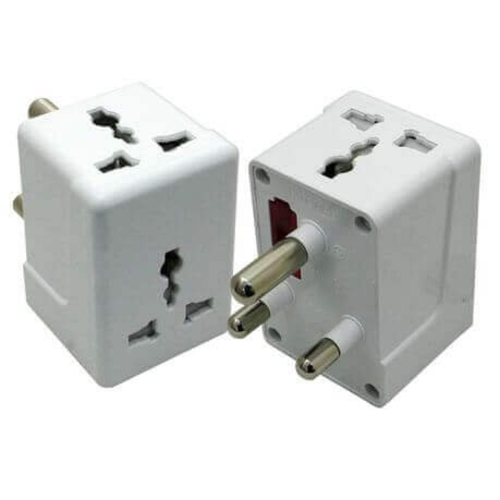 2x White Universal Travel Adaptor - 2x13A, 1x5A Plug
