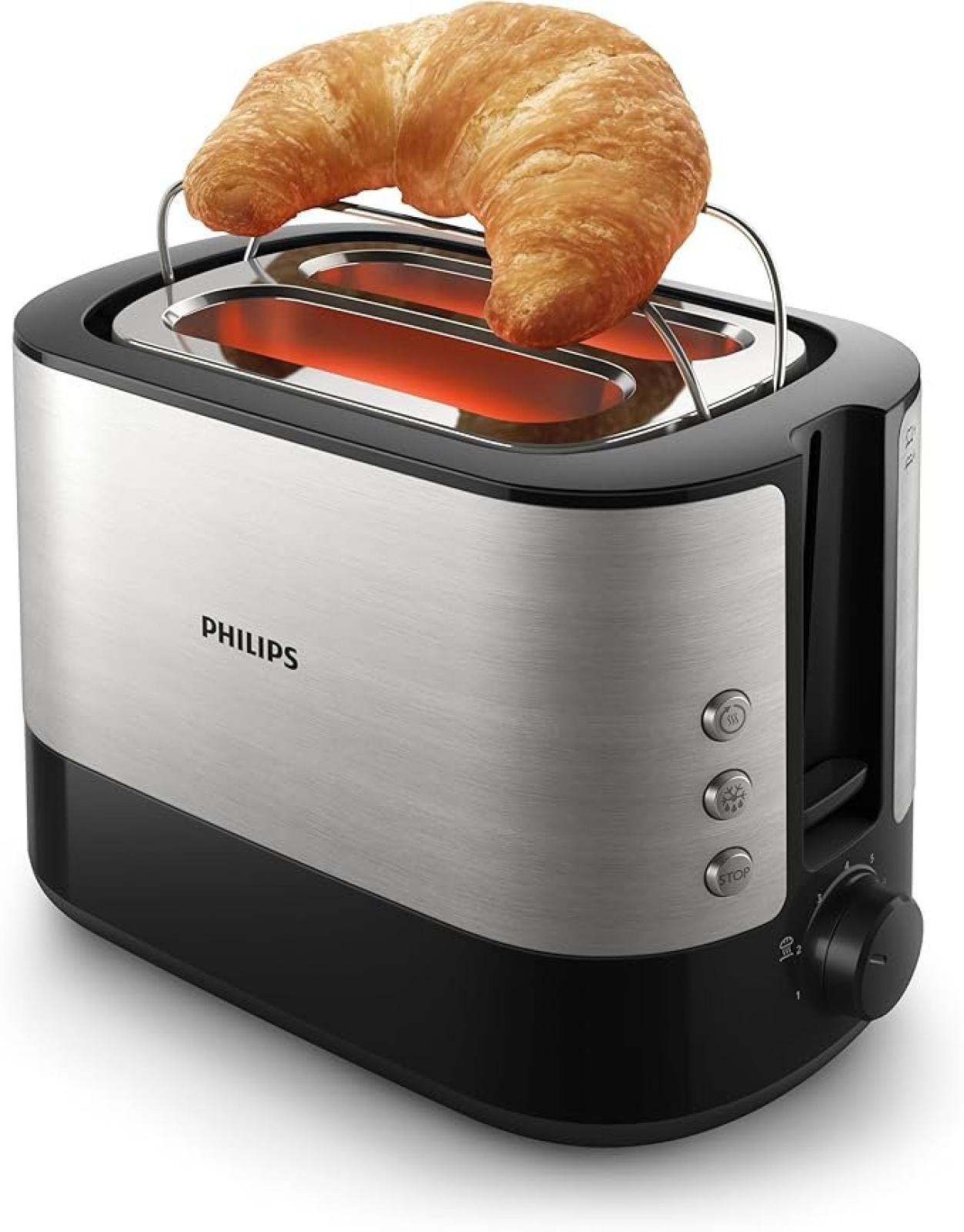 Philips Toaster - Viva Collection Toaster 2 Slice - Silver & Black Toasters