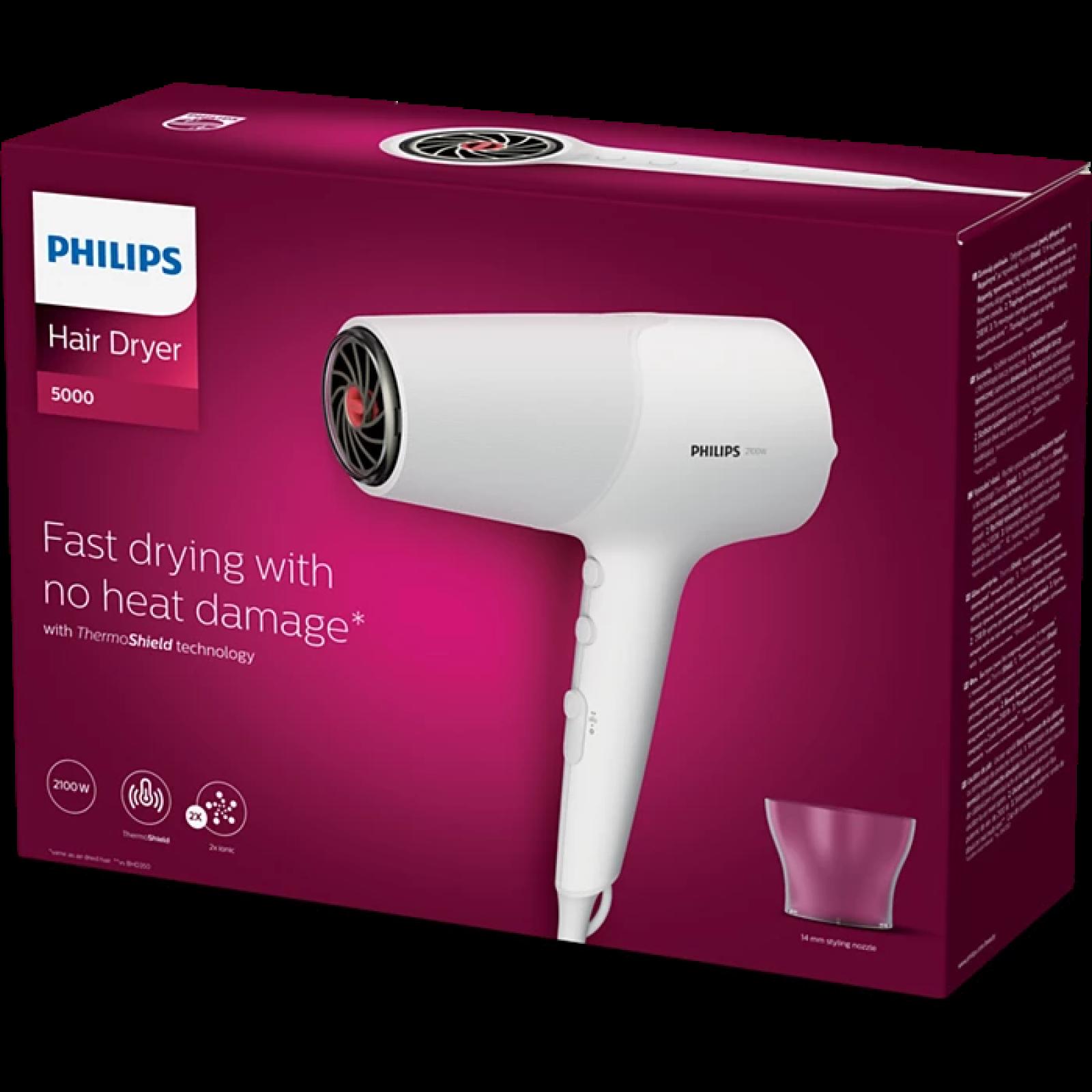 Philips 5000 Hairdryer with ThermoShield Sensor 2100W White