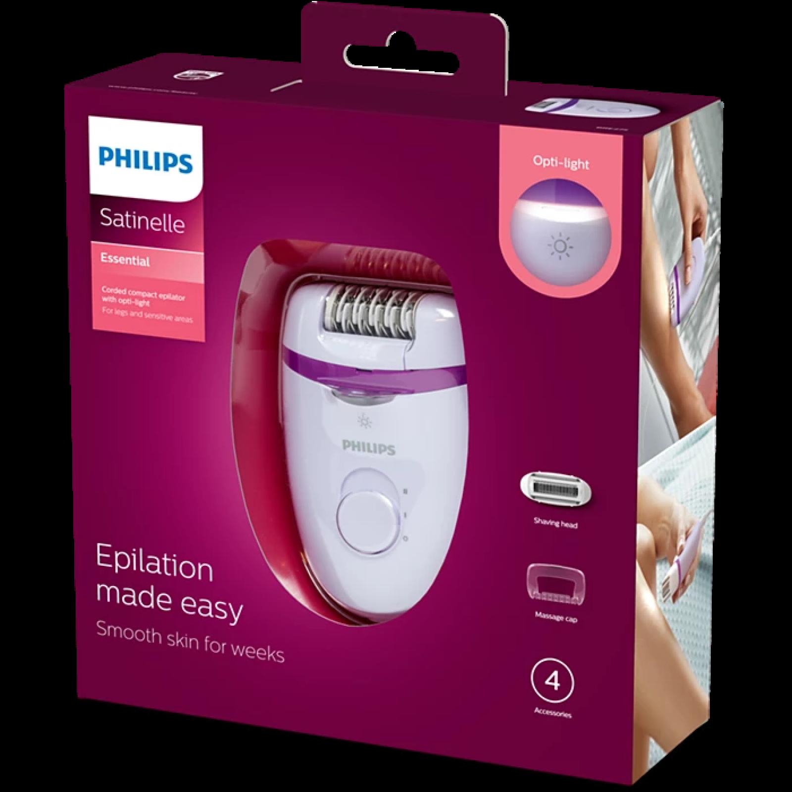 Philips Satinelle Essential Corded Compact Epilator with Opti-Light