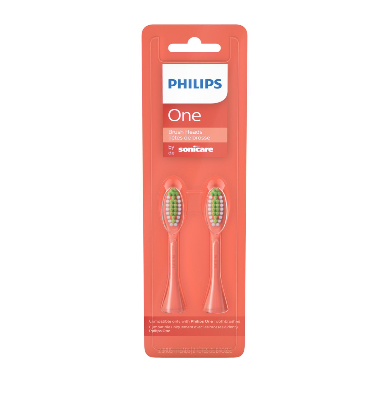 Philips One Replacement Brush Heads Standard - Coral - Pack of 2 Bh1022/01