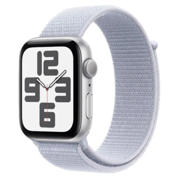 Apple Watch SE GPS 44mm Silver Aluminium Case with Blue Cloud Sport Loop