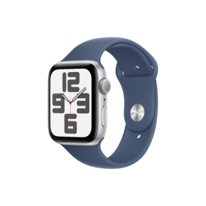 Apple Watch SE GPS 44mm Silver Aluminium Case with Denim Sport Band