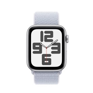 Apple Watch SE GPS + Cellular 44mm Silver Aluminium Case with Blue Cloud Sport Loop - Image 2