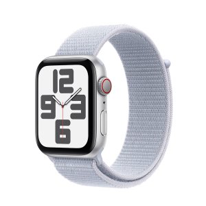 Apple Watch SE GPS + Cellular 44mm Silver Aluminium Case with Blue Cloud Sport Loop