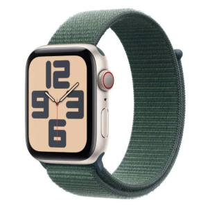 Apple Watch SE GPS + Cellular 44mm Starlight Aluminium Case with Lake Green Sport Loop