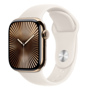 Apple Watch Series 10 GPS + Cellular 46mm Gold Titanium Case with Starlight Sport Band