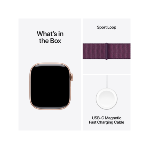 Apple Watch Series 10 GPS + Cellular 46mm Rose Gold Aluminium Case with Plum Sport Loop - Image 4